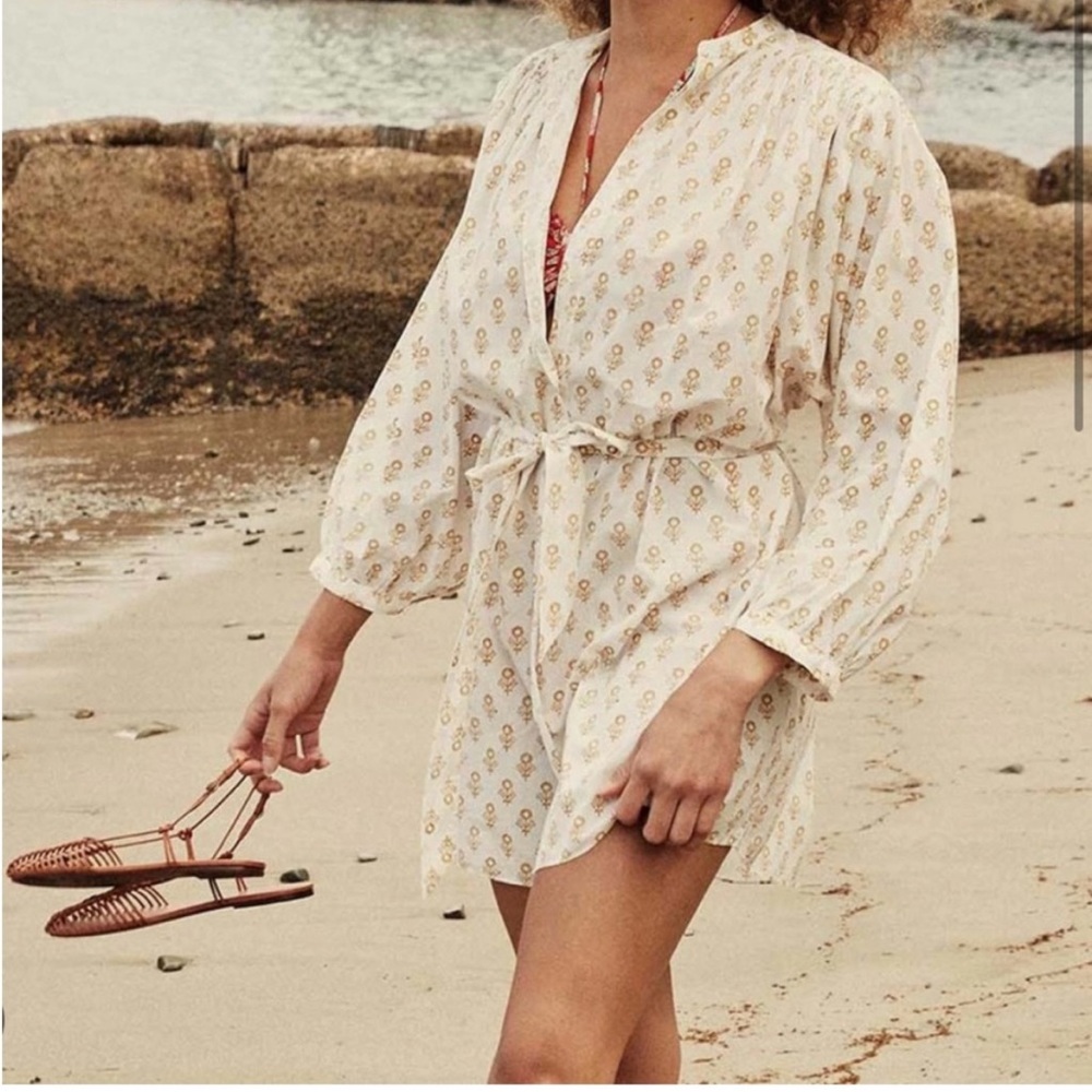 Doen OPAL DRESS CREAM SUNFLOWER BLOCK PRINT XS